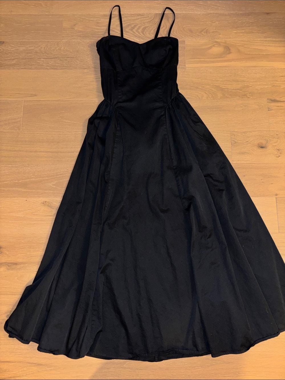 Abercrombie & Fitch Black Dipped Waist Sweetheart Maxi Dress Small - Picture 3 of 6